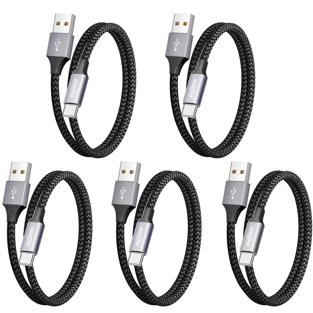 Short USB C Charger Cable 0.5m 2Pack, USB to USB C Car Charger Cable