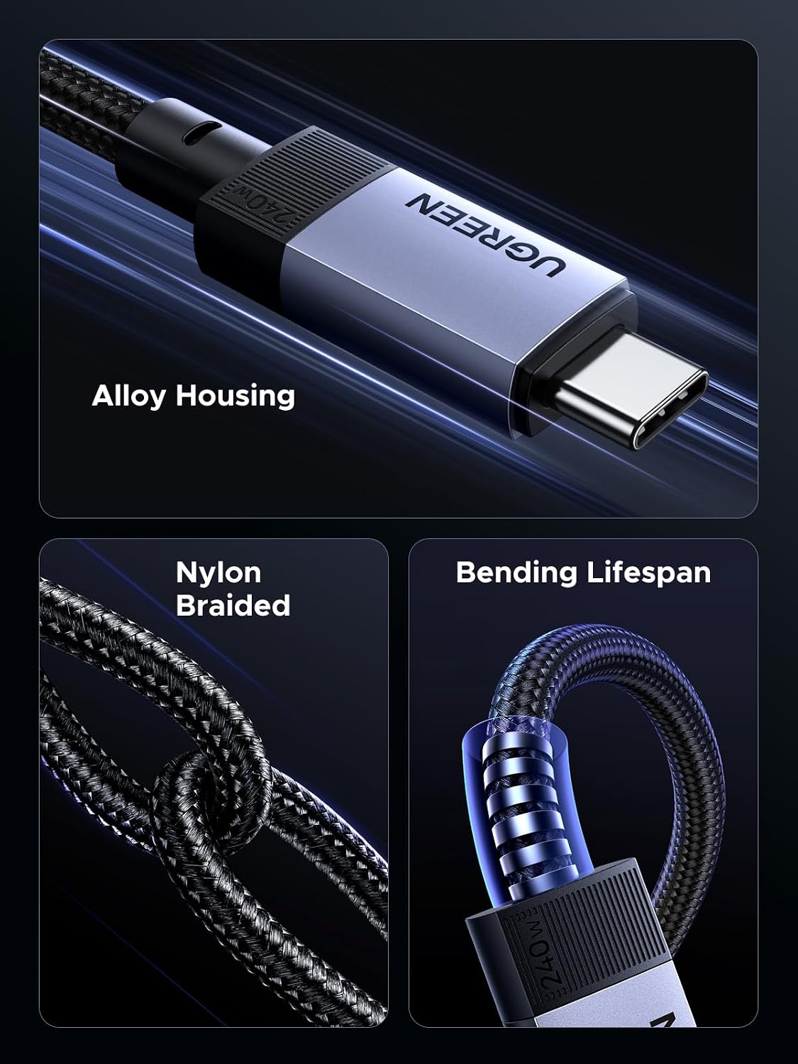 UGREEN USB C to USB-C 3.2 Gen2 Cable 240W Fast Charging, 1M
