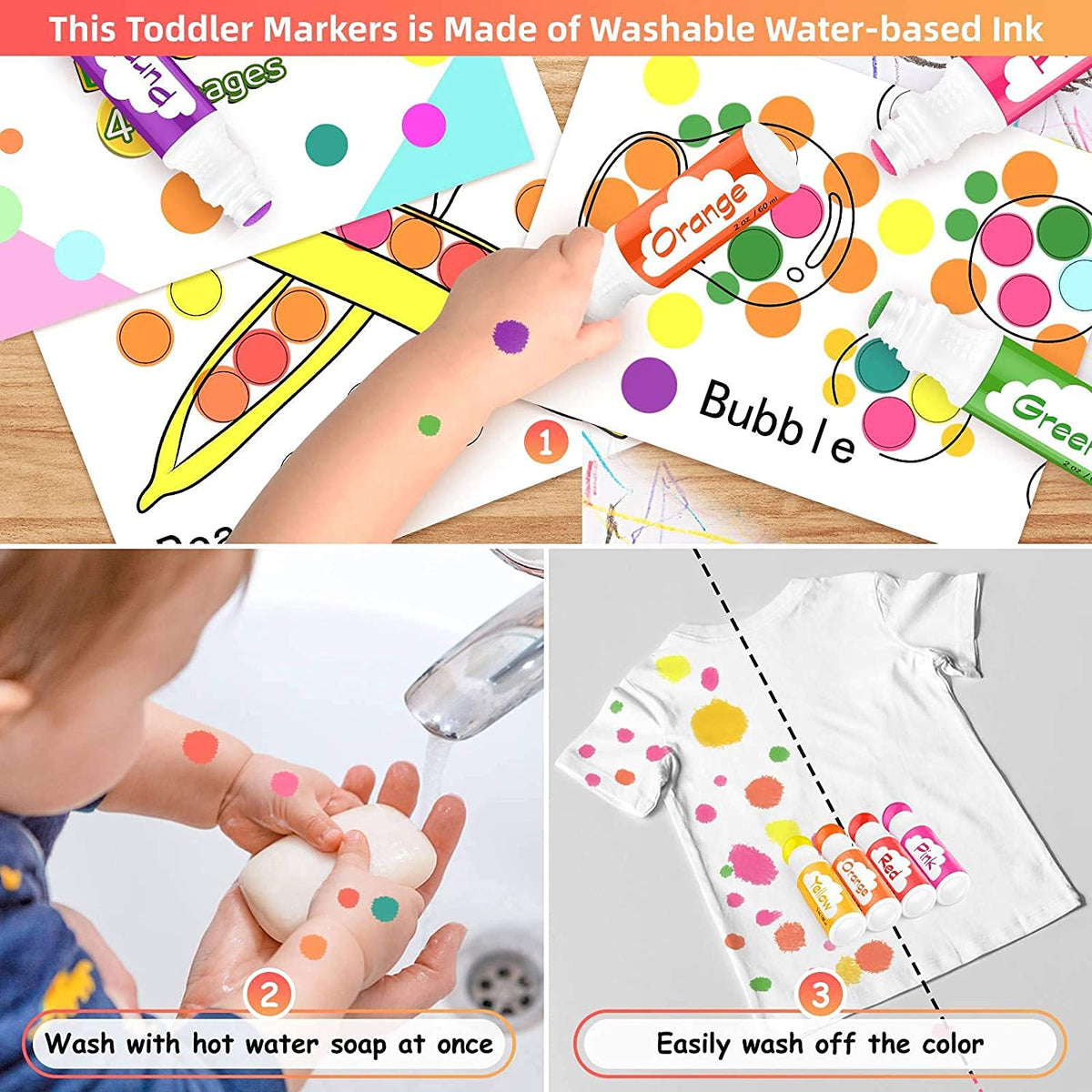 Dot Markers for Toddlers Kids, Bingo Daubers Washable Art Markers 8 Colors