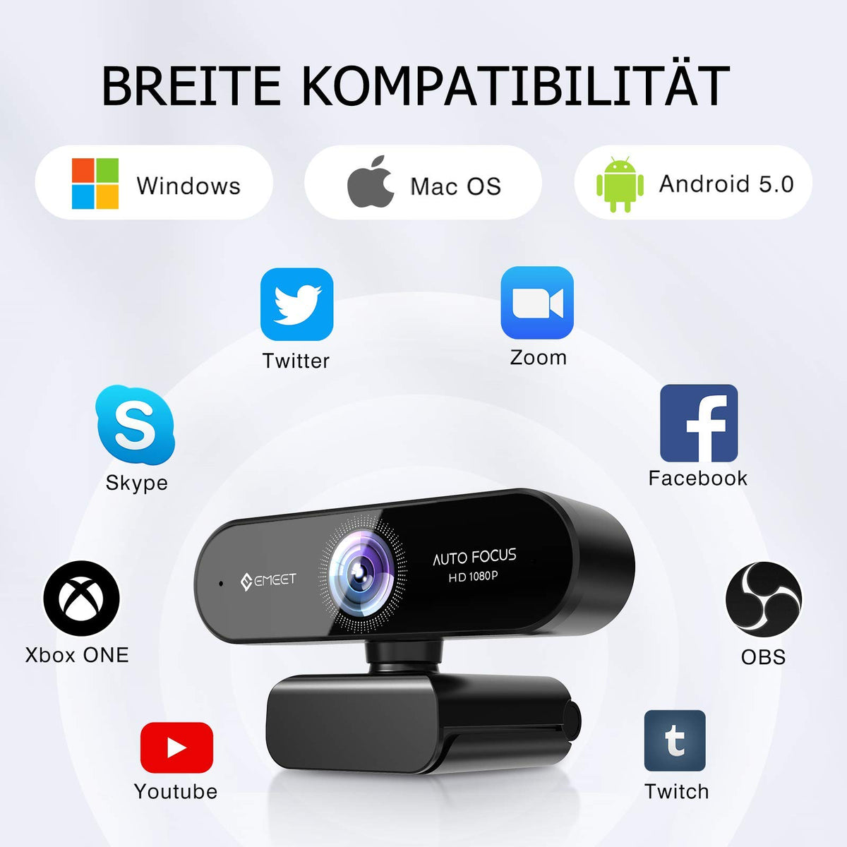 EMEET S600 4K Webcam for Streaming - Sony 1/2.55'' Sensor, PDAF Autofocus, 1080P@60FPS, 2 Noise Reduction Mics, Built-in Privacy Cover, 73° FOV, Streaming Camera for Live Commerce/Gaming/Beauty
