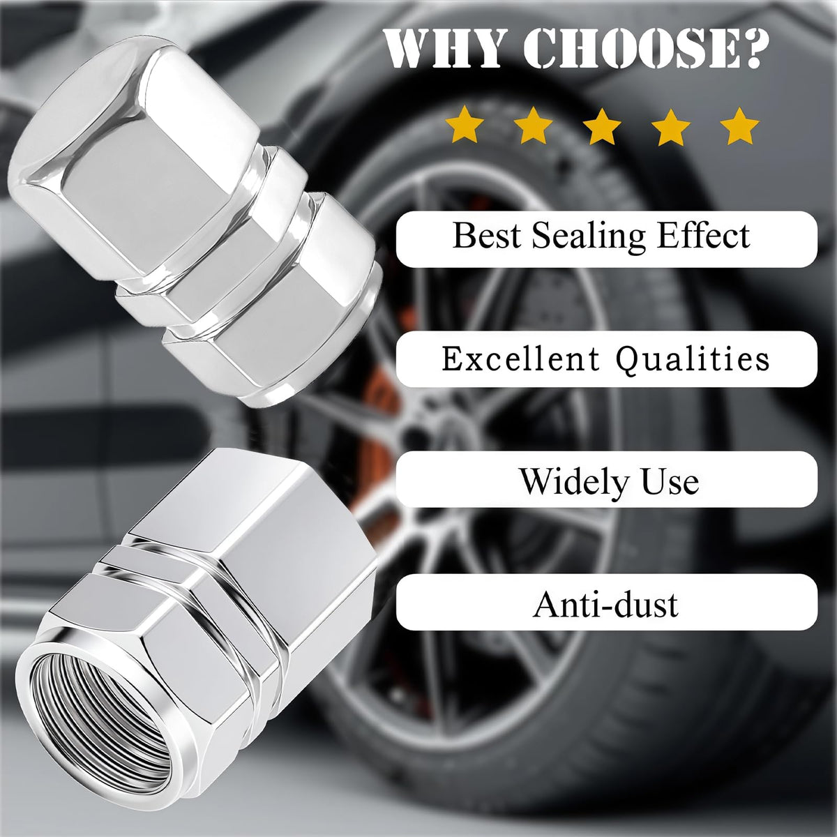 Aluminum Tire Valve Caps,8 Pcs Dustproof Stem Covers