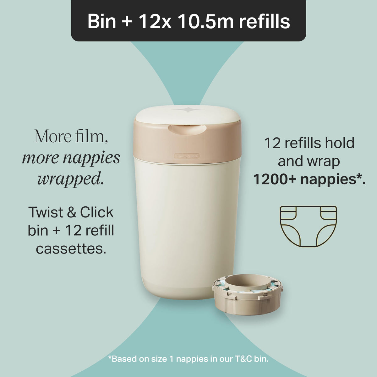 Tommee Tippee Twist & Click Nappy Bin Odour & Germ Protection