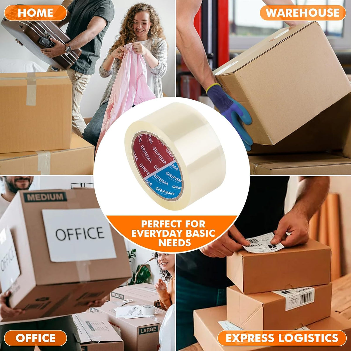 GRIFEMA GA4003-1 Parcel Tape 66m x 5cm Clear for Boxes & Moving