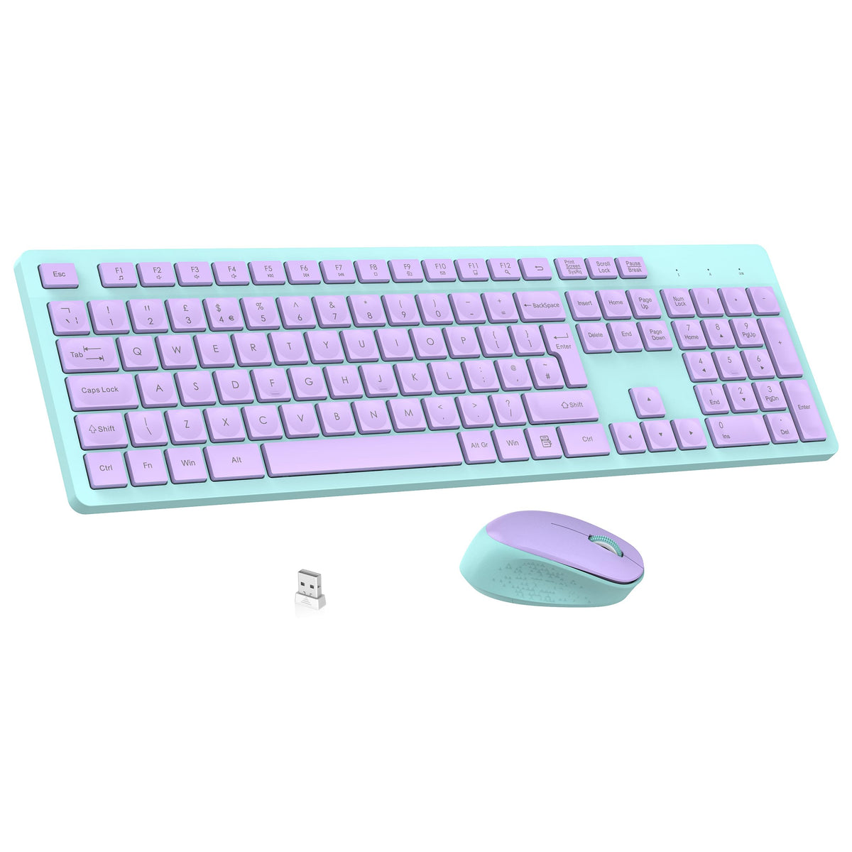 LeadsaiL Wireless Keyboard and Mouse Set, 2.4GHz USB Computer Keyboards and Mouse Combo, Ergonomic Design with 12 Multimedia Shortcuts for HP/Lenovo Laptop and Mac-Pink