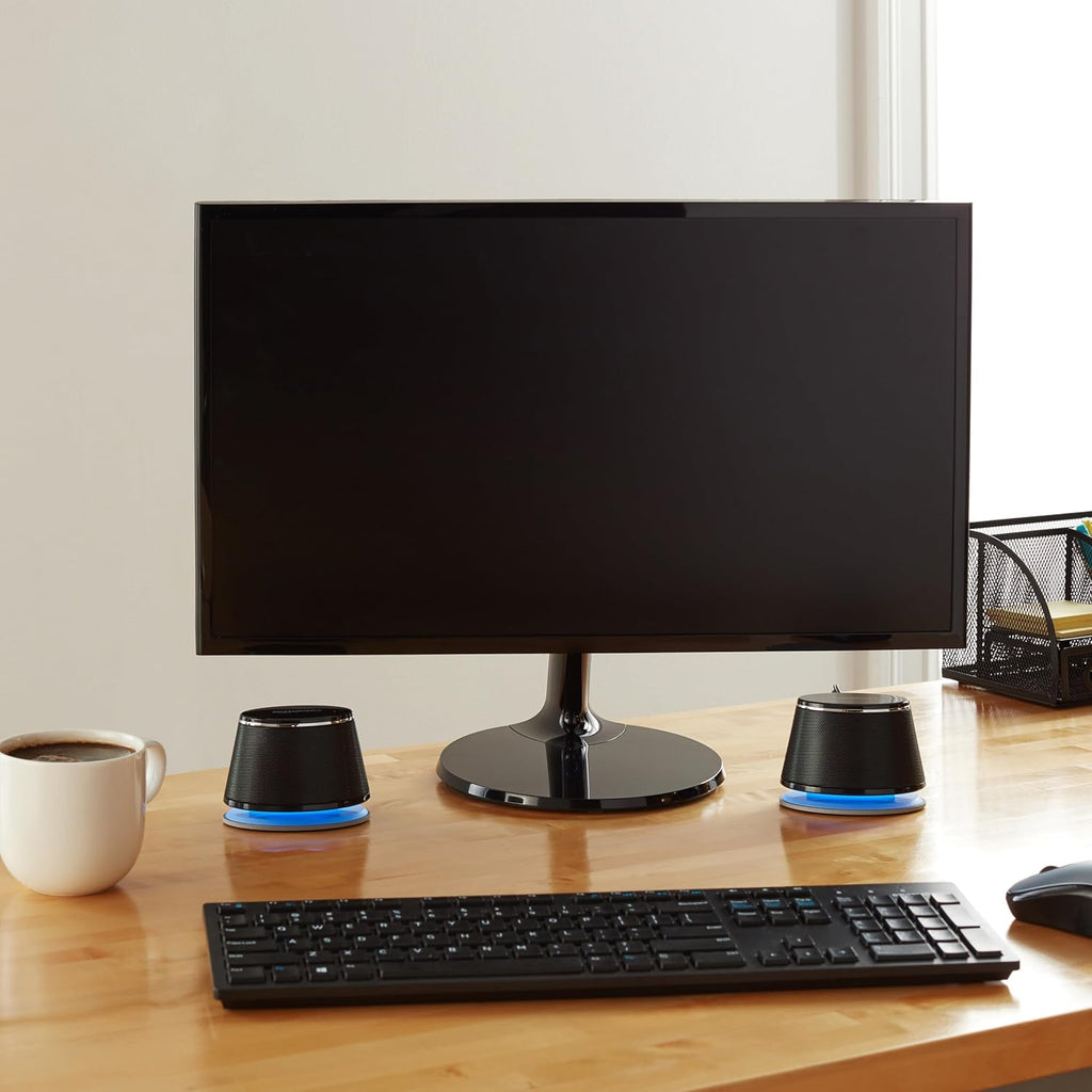 Amazon Basics PC Speakers Stereo 2.0 for Desktop, 3.5mm Input, USB-Powered, Black