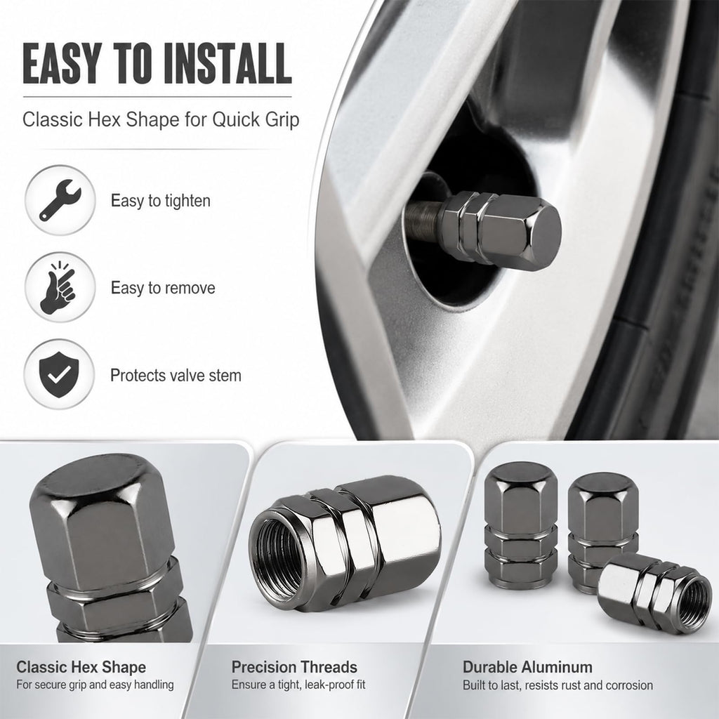 Aluminum Tire Valve Caps,8 Pcs Dustproof Stem Covers