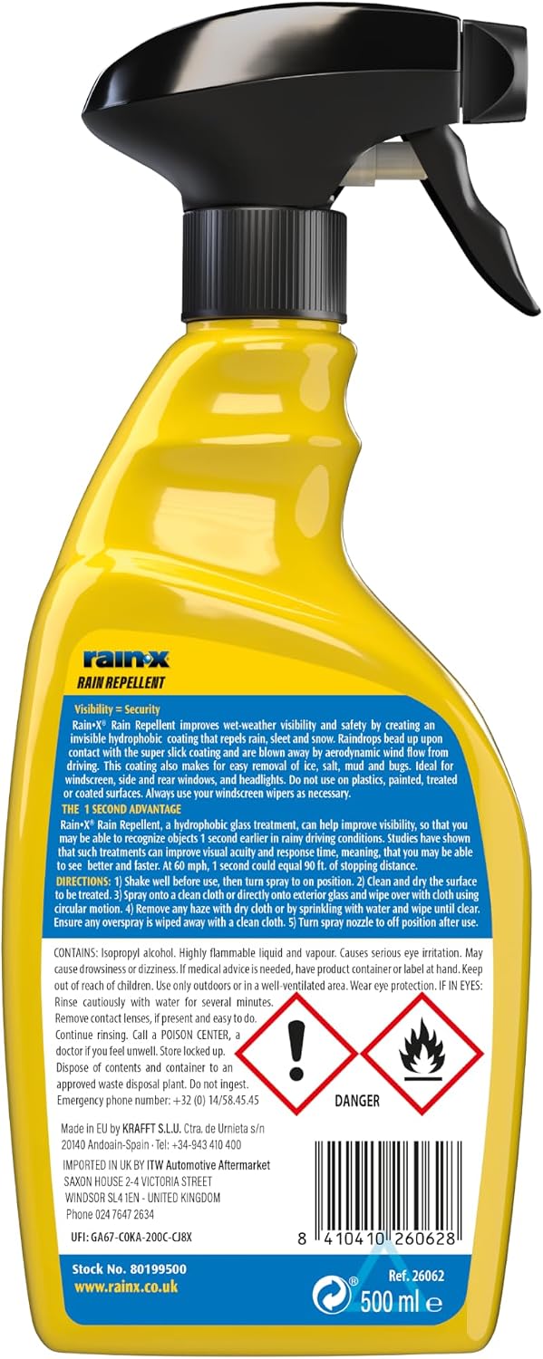 Rain-X Rain Repellent - Superior Visibility & Water Repellency - 500ml