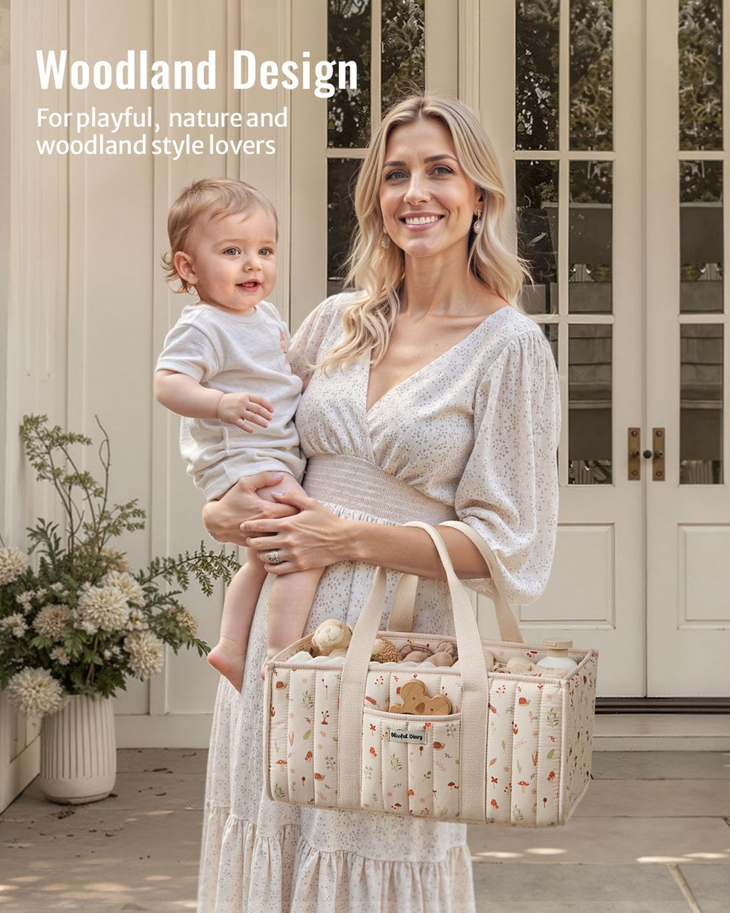 Blissful Diary Nappy Caddy Organiser, Baby Diaper Caddy for Nappy Station, Stylish Storage Basket for Newborn Essentials, Baby Shower Gifts for Girl or Boy, Sage Green
