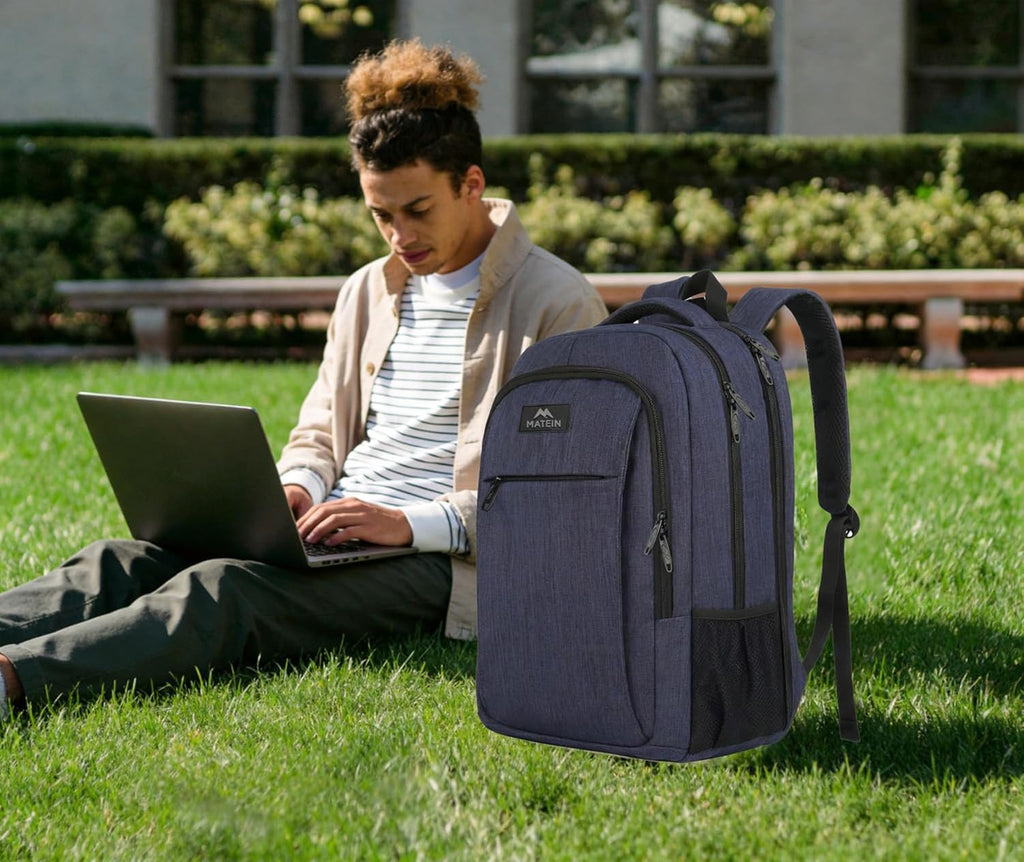 MATEIN Travel Laptop Backpack, Work Bag Lightweight Laptop Bag, Black Blue