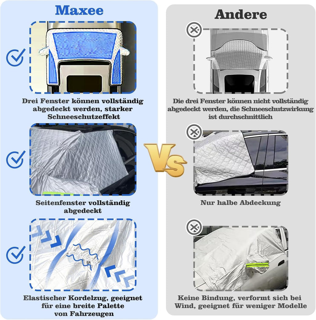 Maxee Car Windscreen Cover with 8 Magnetic, Enlarged Winter Snowproof Windshield Cover with Side Mirror Cover, Frost Guard for SUV Trucks Large Vehicles