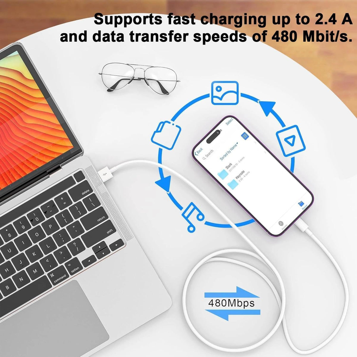 BSTOEM iPhone Charger Cable, 2Pack for Lightning to USB Fast Cable 1M+2M