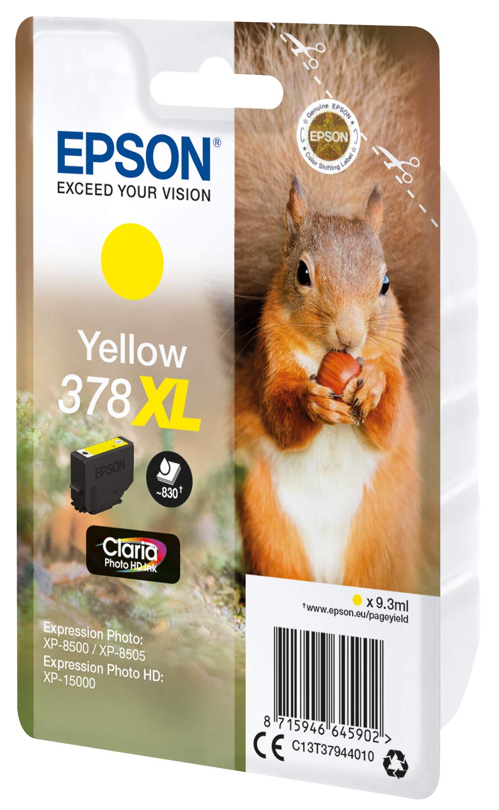 Epson 378 Black Squirrel Genuine, Claria Photo HD Ink Cartridge, Standard Capacity