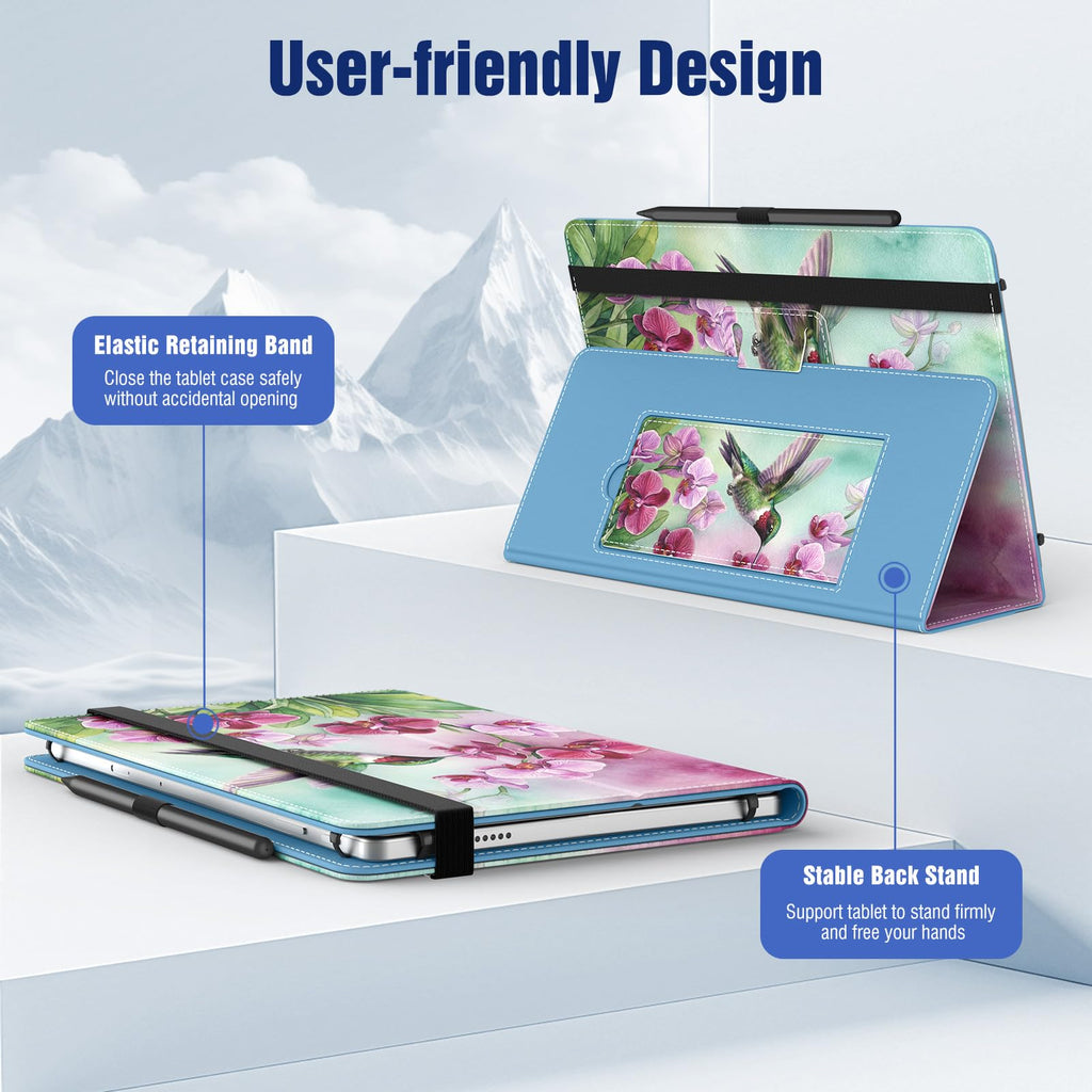 TiMOVO Universal Case for 10.1 Inch Android Tablet, Flowers on Purple