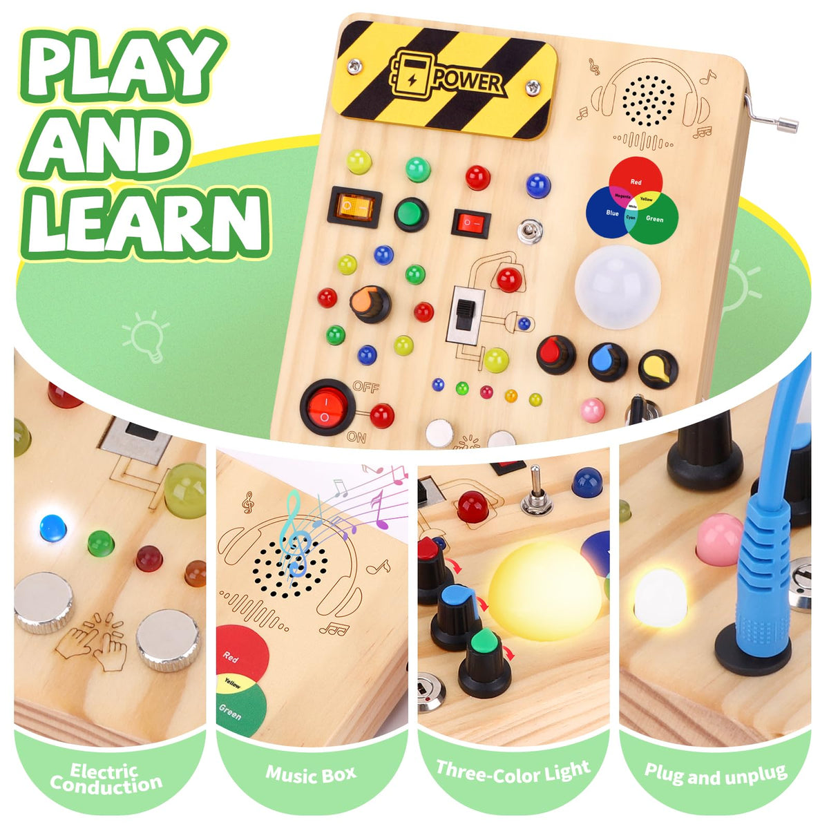 Grarain Busy Board for Toddlers - Montessori Educational Toy for 1-3 Year Old Boys & Girls | Travel-Friendly Sensory Learning Activity | Ideal for Kids with Autism(Busy Board v2)