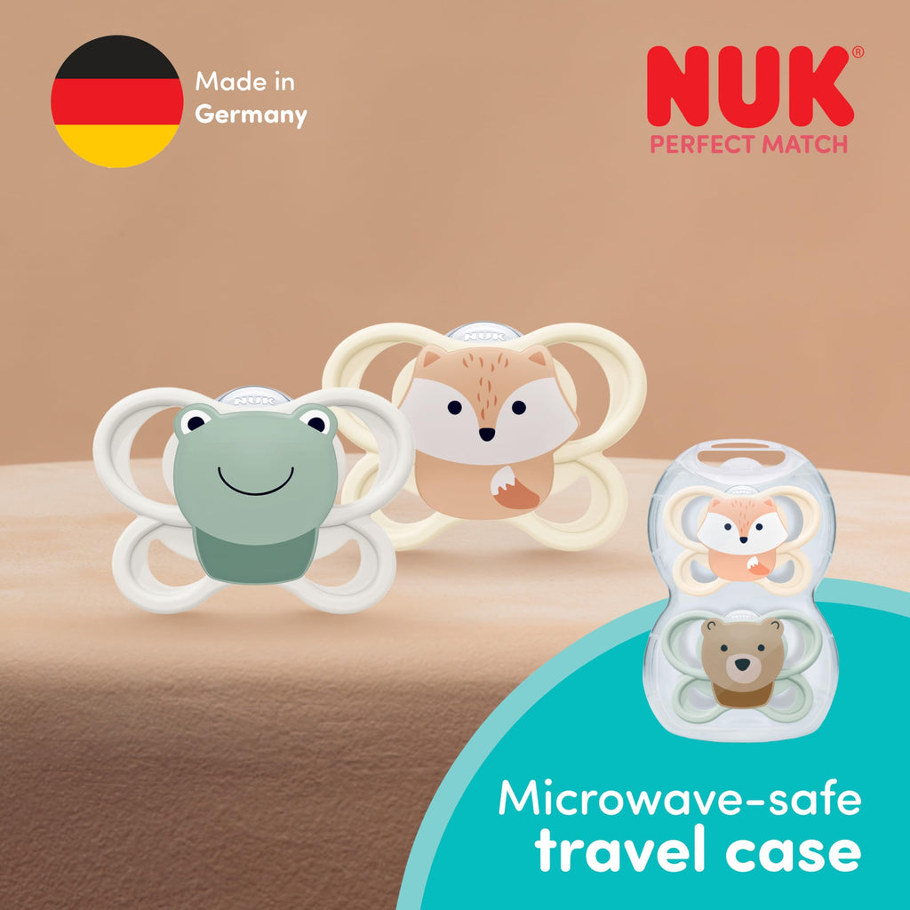 NUK Space Day & Night Baby Dummy | 6-18 Months | Glow-in-the-Dark Soothers with Extra Ventilation for Sensitive Skin | BPA-Free Silicone | Zebra & Lion | 4 Count