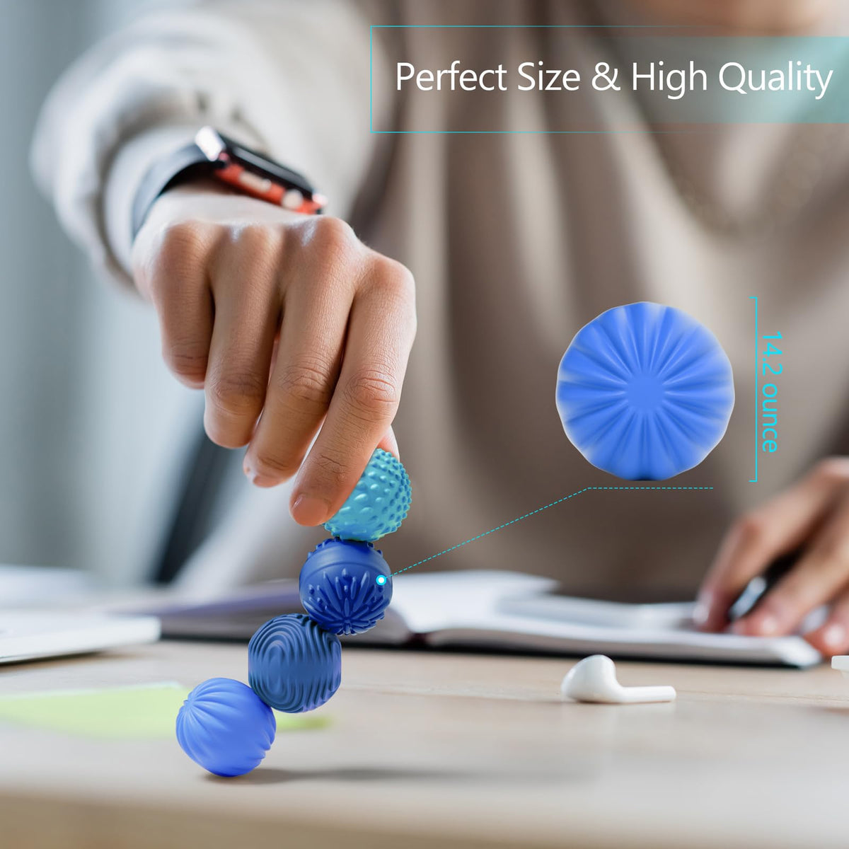 Silicone Magnetic Balls Fidget Toys for Adults & Teens,4PCS Stress Relief Sensory Toys for Autism ADHD Anxiety,Fun Textures Gadgets,Office Desk Toy,Stocking Stuffers for Women Men Teen Gift