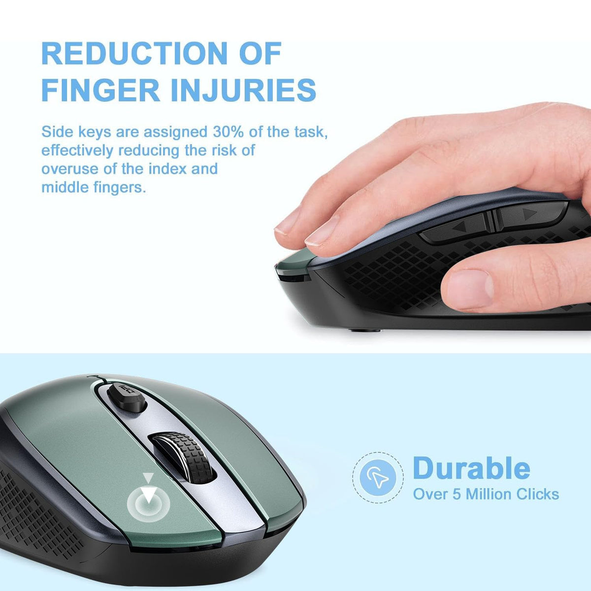 cimetech Wireless Mouse, 6 Buttons Mouse Silent Efficient Design, Suitable for Hand Size & Comfortable Grip, Office Mouse for Laptop PC Computer Tablets Windows Linux, 3 Adjustment Levels, Pinlk