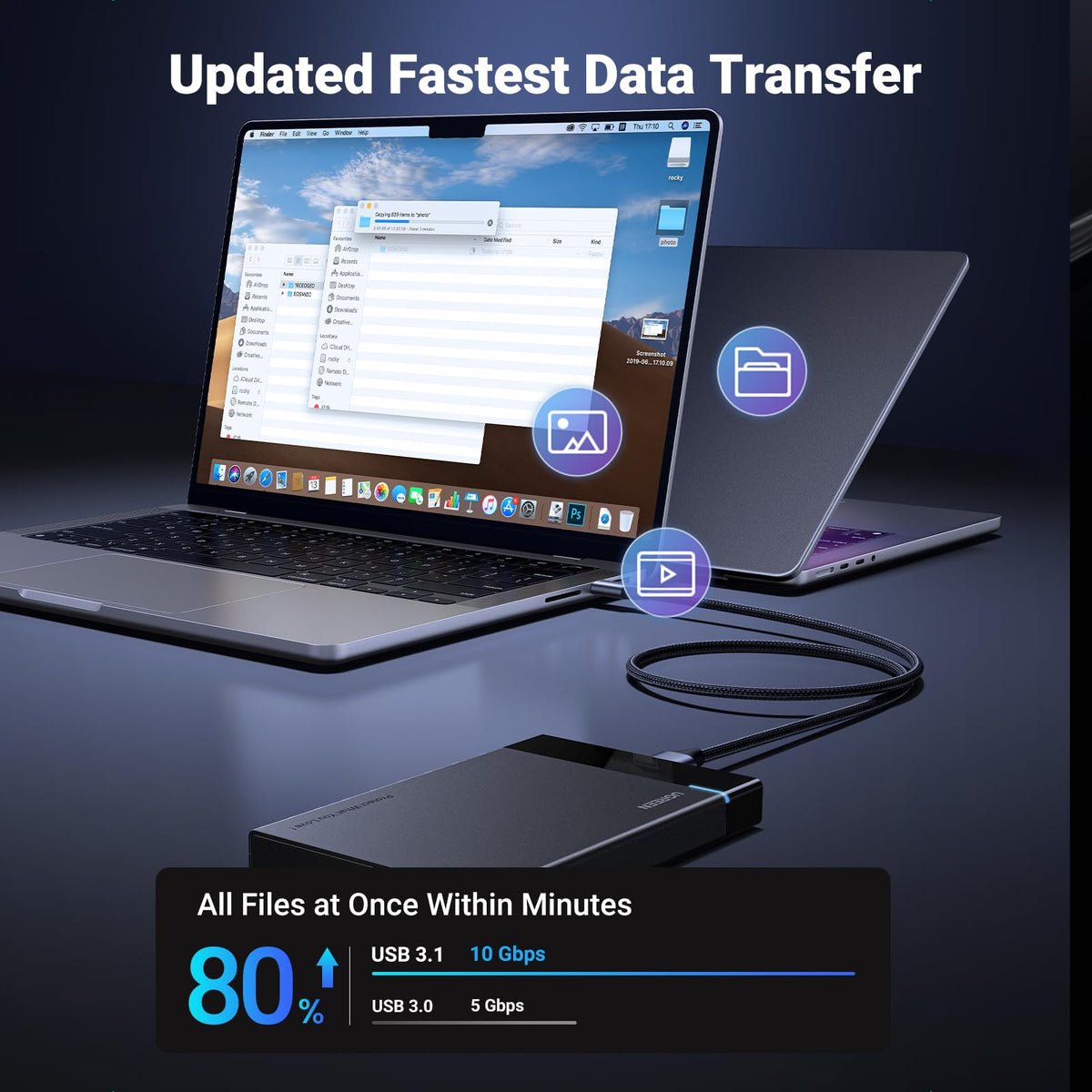 UGREEN Micro B to USB C Hard Drive Cable 10Gbps 1M