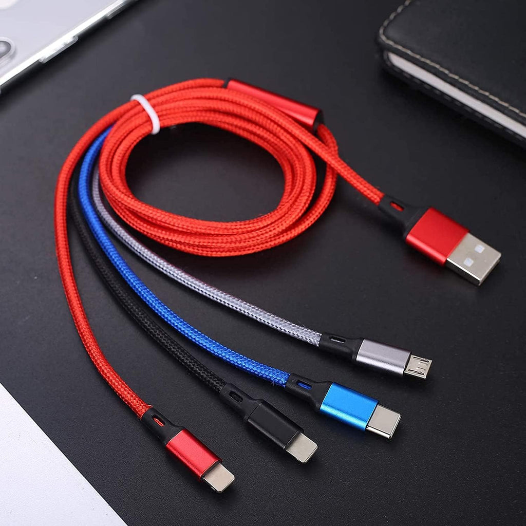 Amuvec Multi Charger Cable, 4 in 1 Fast Phone Charger Cables 1.2M Red