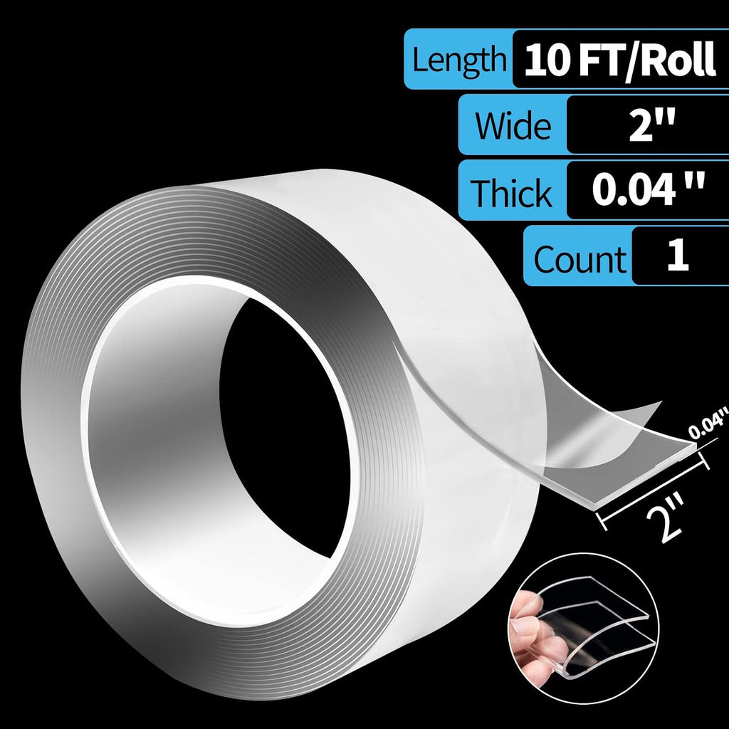 Art3d Double-Sided Tape Heavy Duty (10FT) Mounting Tape, Multipurpose Removable Adhesive Foam Tape, Reusable Transparent Tape for Paste Items, Household
