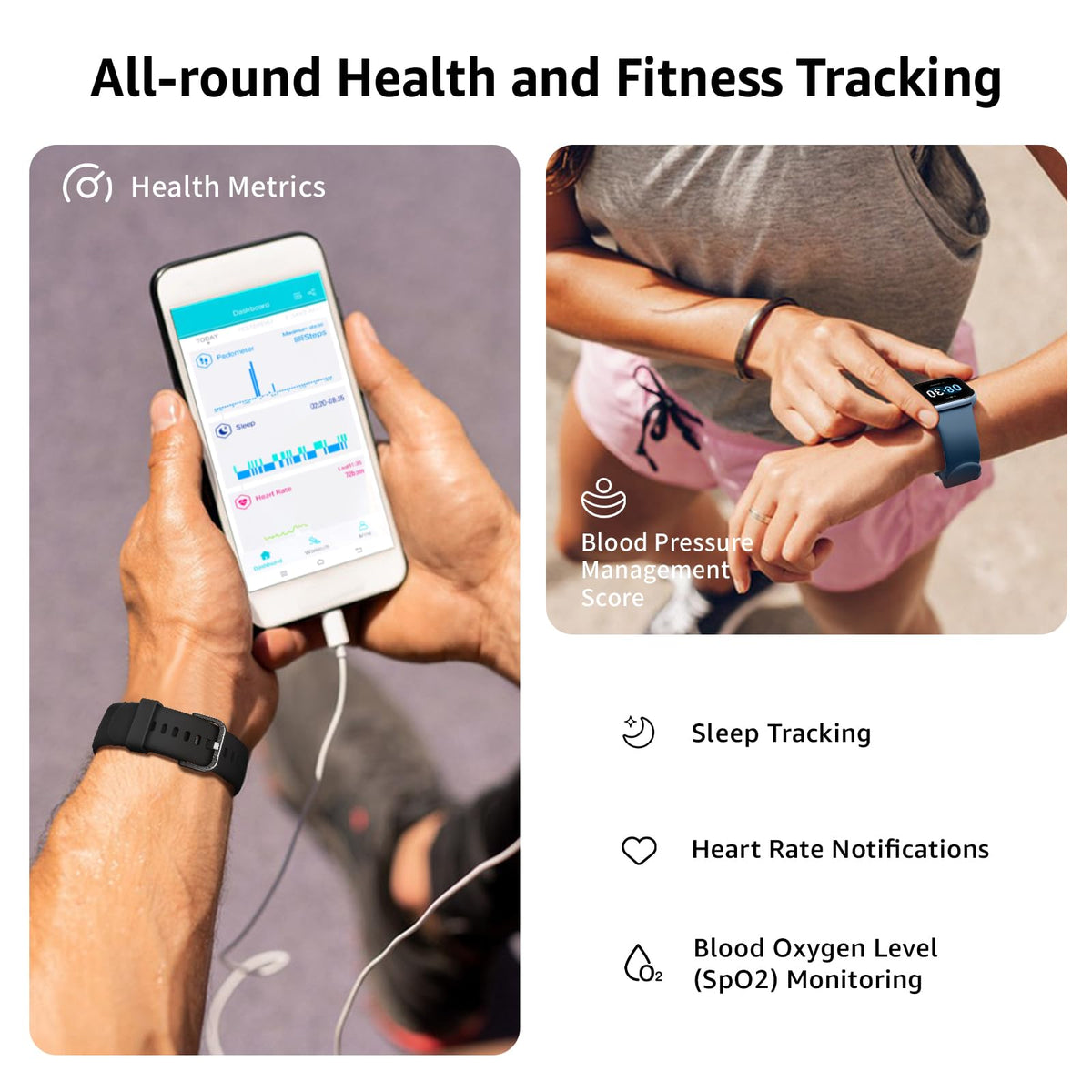 AcclaFit Smart Watch for Men Women Answer/Make Call, 1.85" Smartwatch, Fitness Watch with Heart Rate Blood Pressure Sleep Monitor, IP68 Waterproof Step Counter Compatible with Android IOS Orange