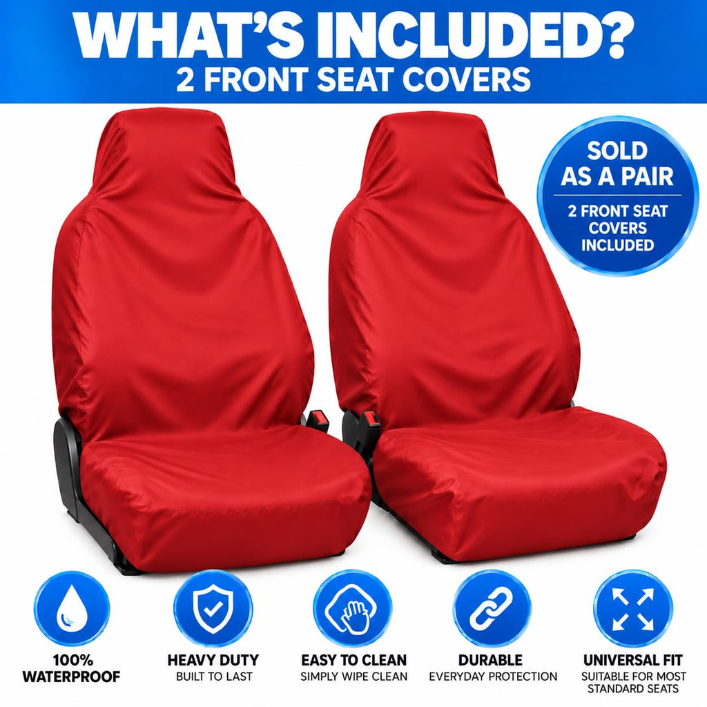 BLKWPSPFP920 Heavy Duty Black Waterproof Car Seat Covers/Protectors - 2 x Fronts