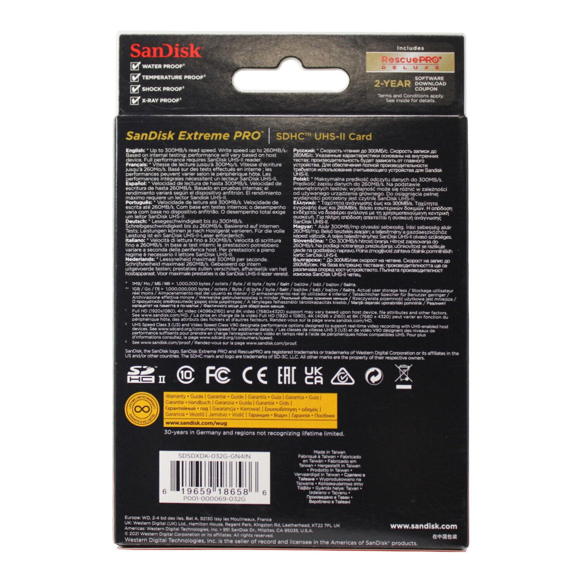 SanDisk 128GB Extreme PRO SDXC card, SD Card, V30 Memory Card, 4K UHD, up to 200 MB/s, SanDisk QuickFlow Technology, RescuePro Deluxe Data Recovery Software, UHS-I, Class 10, U3, V30