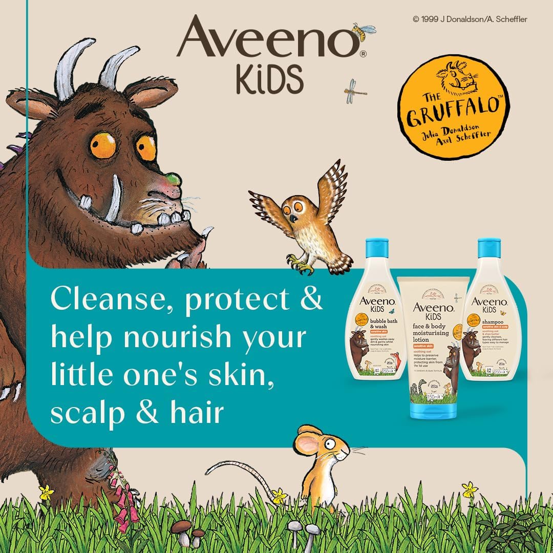 Aveeno Kids Bubble Bath & Wash for Sensitive Skin 250ml Gruffalo Edition