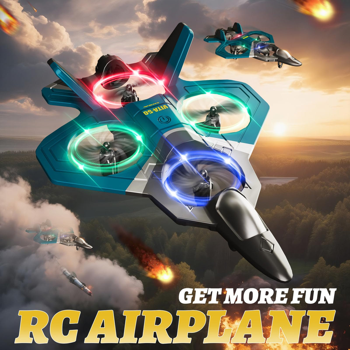 RC Planes Remote Control Airplanes Drones for Kids Adults,Black,3Batteries