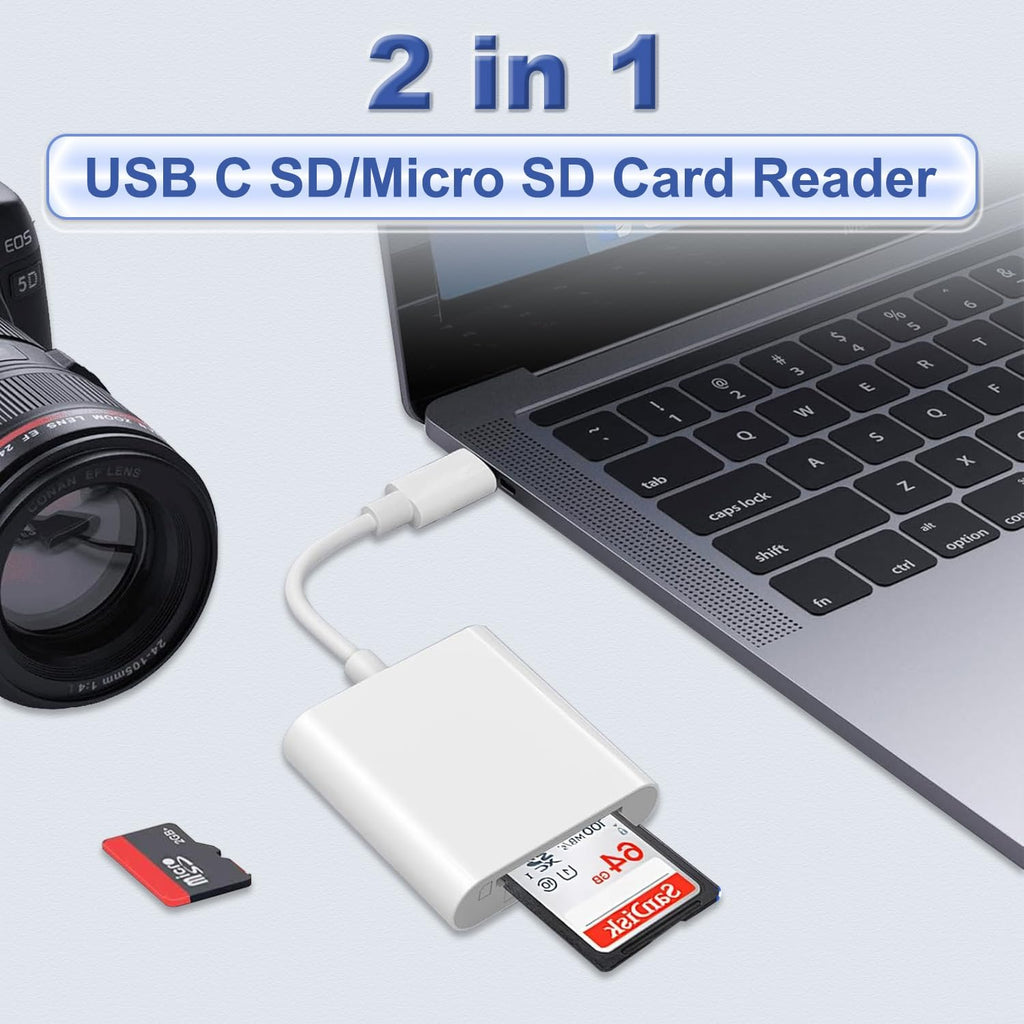 USB C SD Card Reader for iPhone 15 16 17, iPad Pro/mini/Air, MacBook Air/Pro, Samsung S25/S24,Type C Card Reader with Dual Slot Memory Card Reader Trail Camera Card Viewer USB C to SD Card OTG Adapter