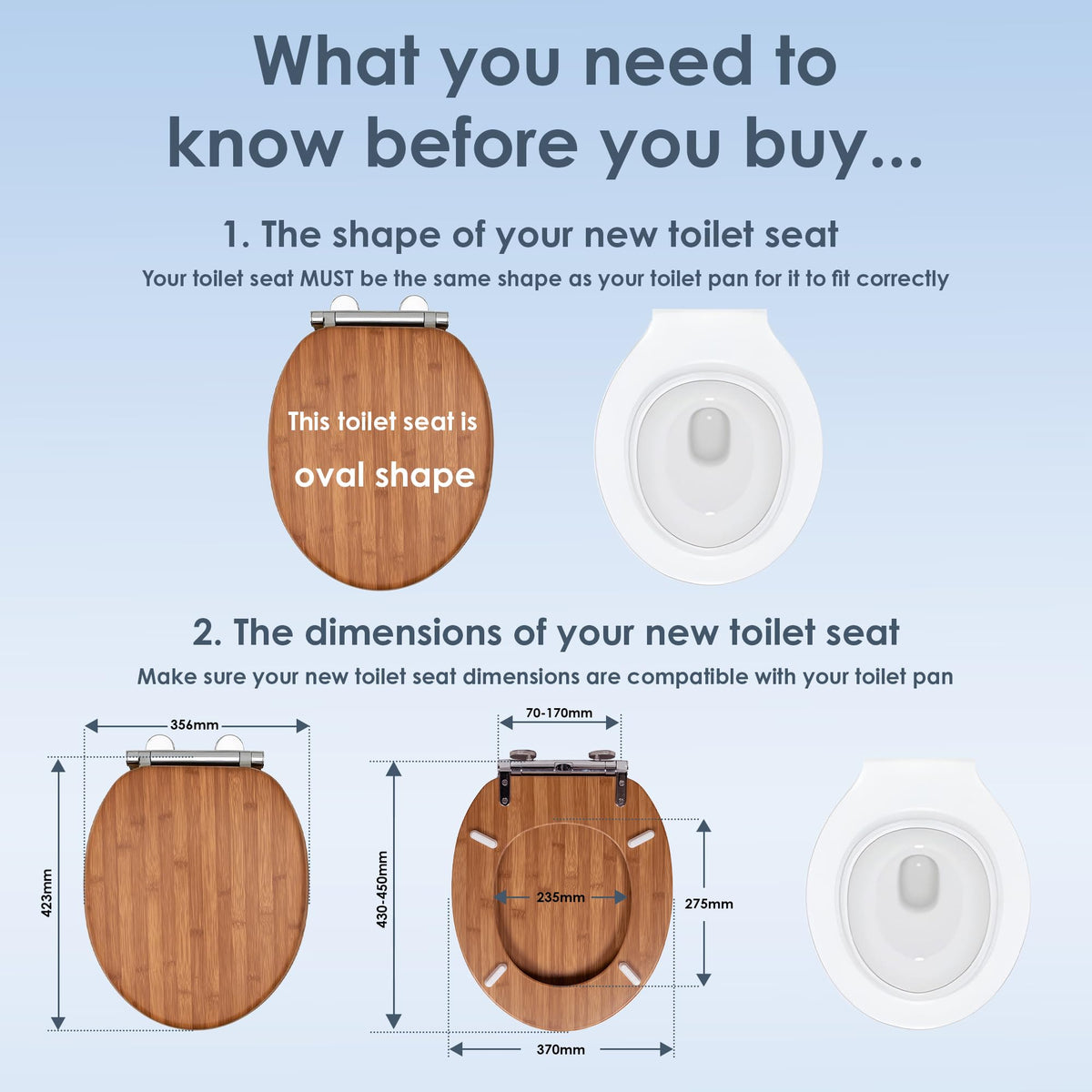 AQUALONA® Luxury Grey Oak Effect Toilet Seat - Soft Close MDF Moulded Wood Seat with Quick Release Button and Durable Hinges - Comfortable, Easy to Clean and Install with Universal Fittings