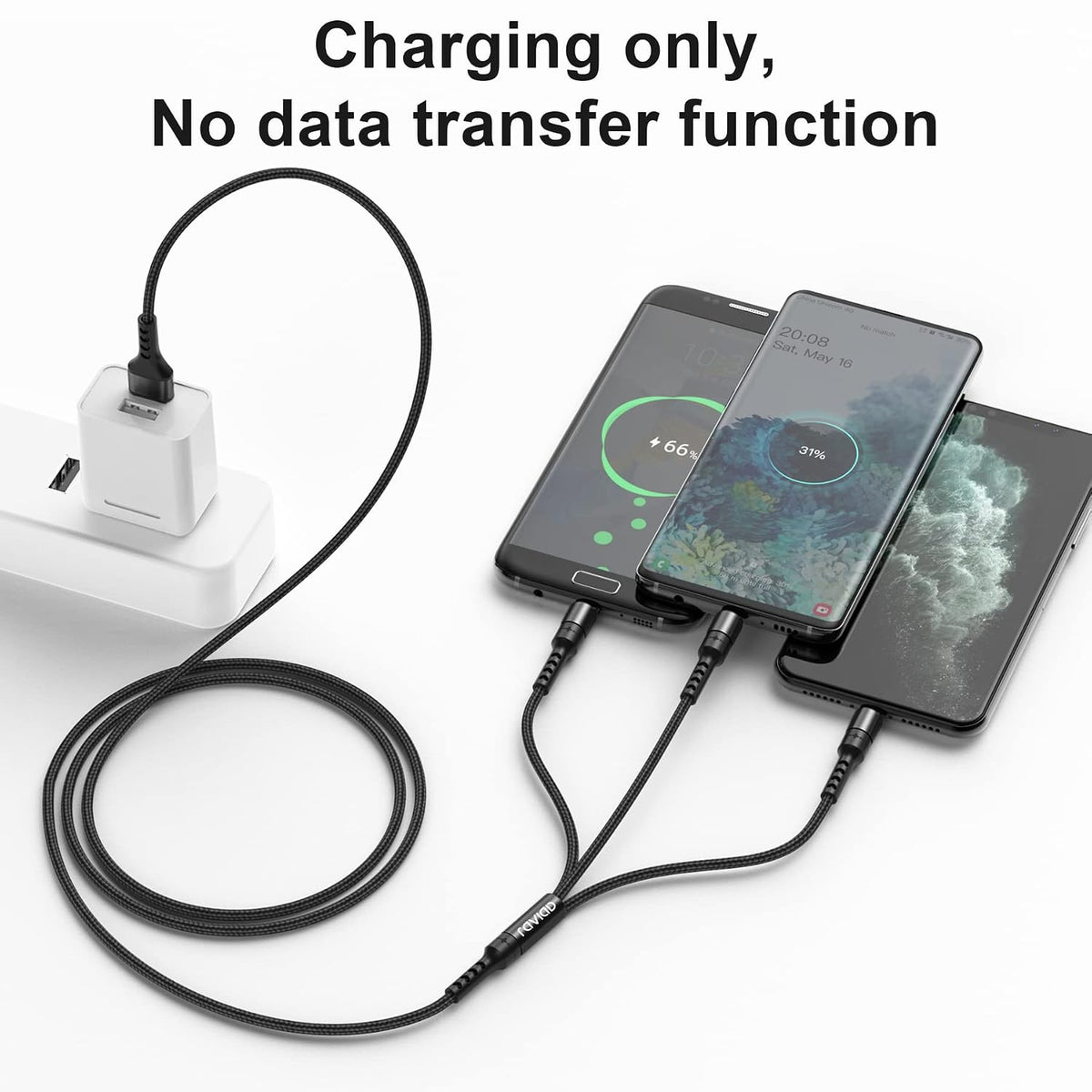 RAVIAD Multi Charger Cable, 3 in 1 Charger Cable 3A USB Fast Charging Cord