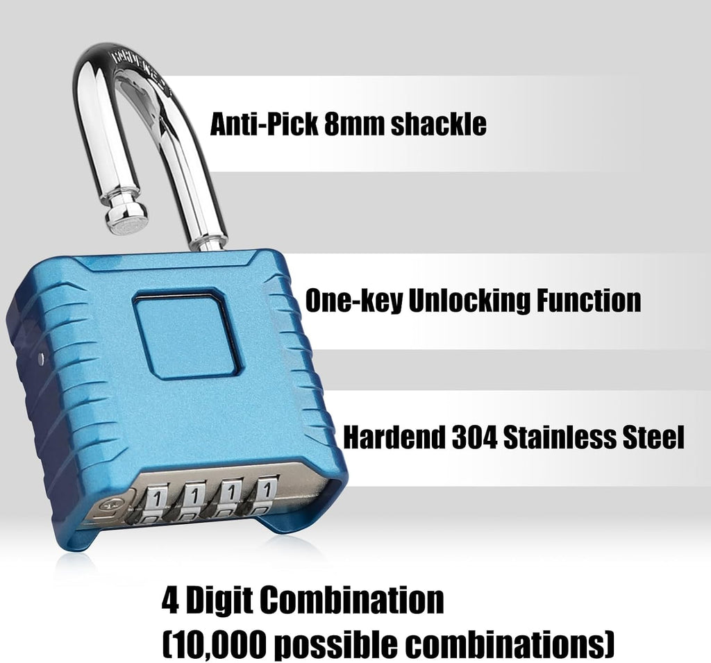 Diyife Large Heavy Duty Combination Padlocks Outdoor, 52mm Weatherproof