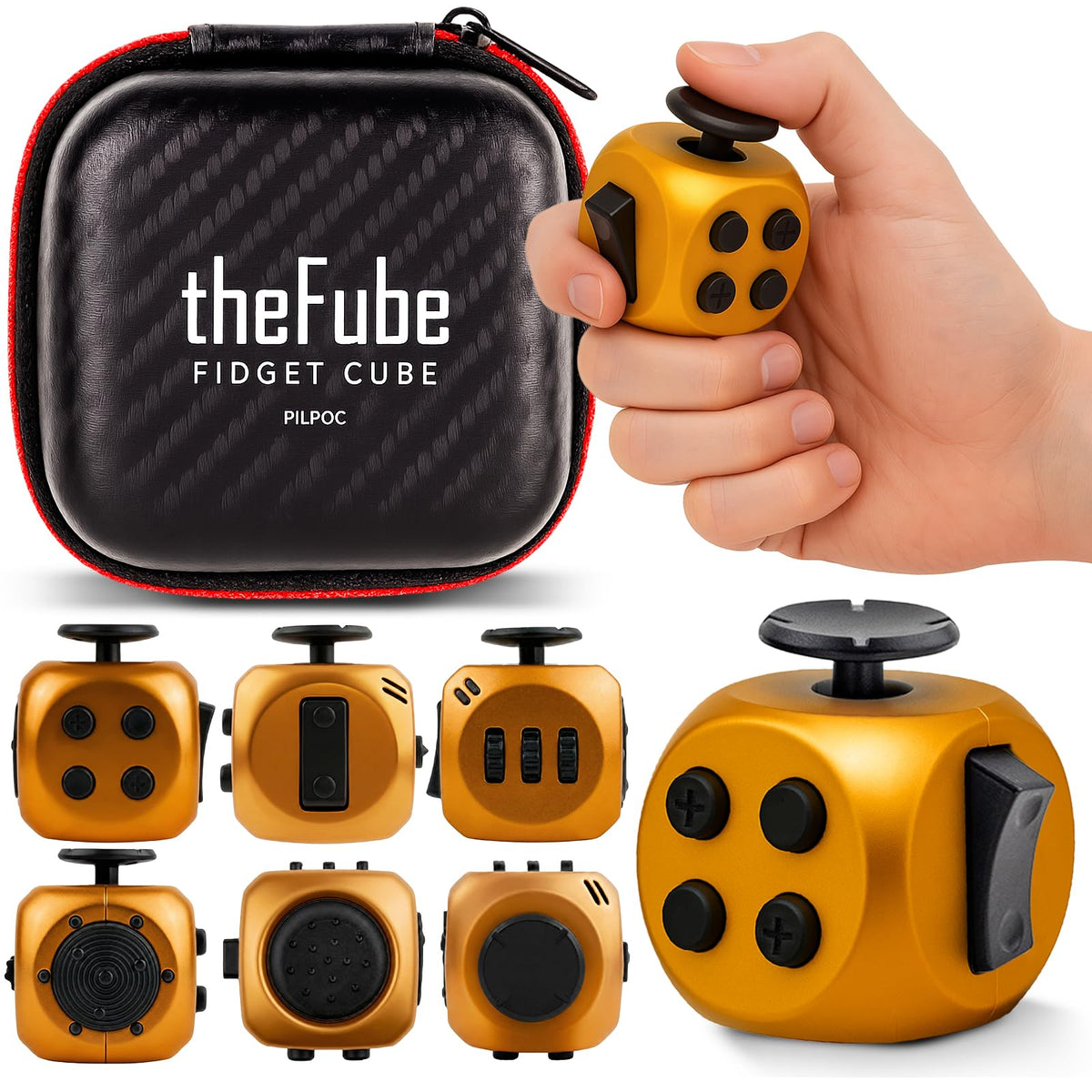PILPOC theFube Fidget Cube Handy Anxiety Toys for Kids and Adults (Black)