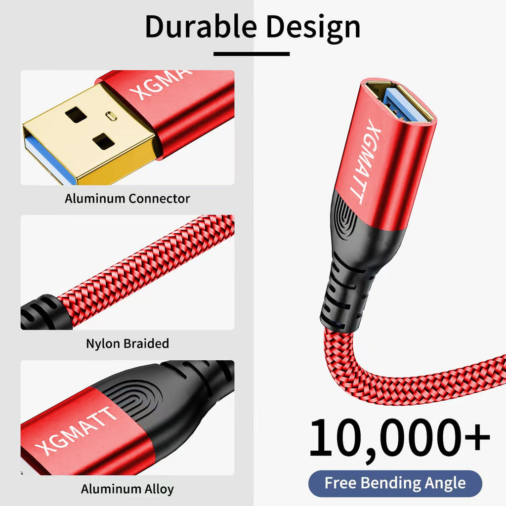 USB 3.0 Extension Cable 1M 2Pack USB Extender Male to Female,Black