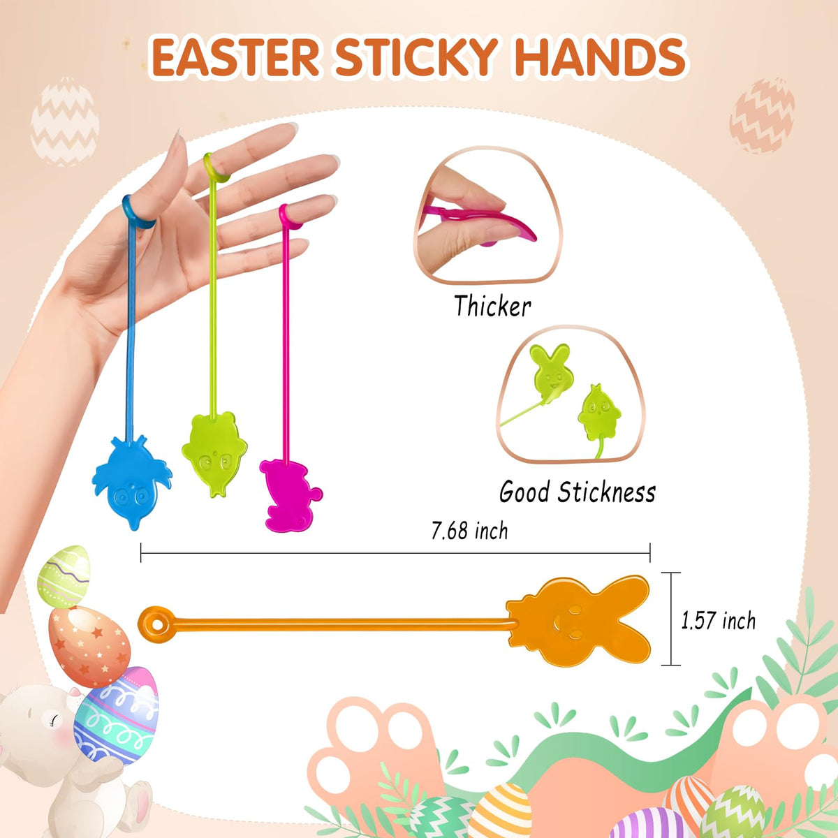 Valentines Sticky Hands Bulk 48 PCS Heart Valentines Party Favors for Kids