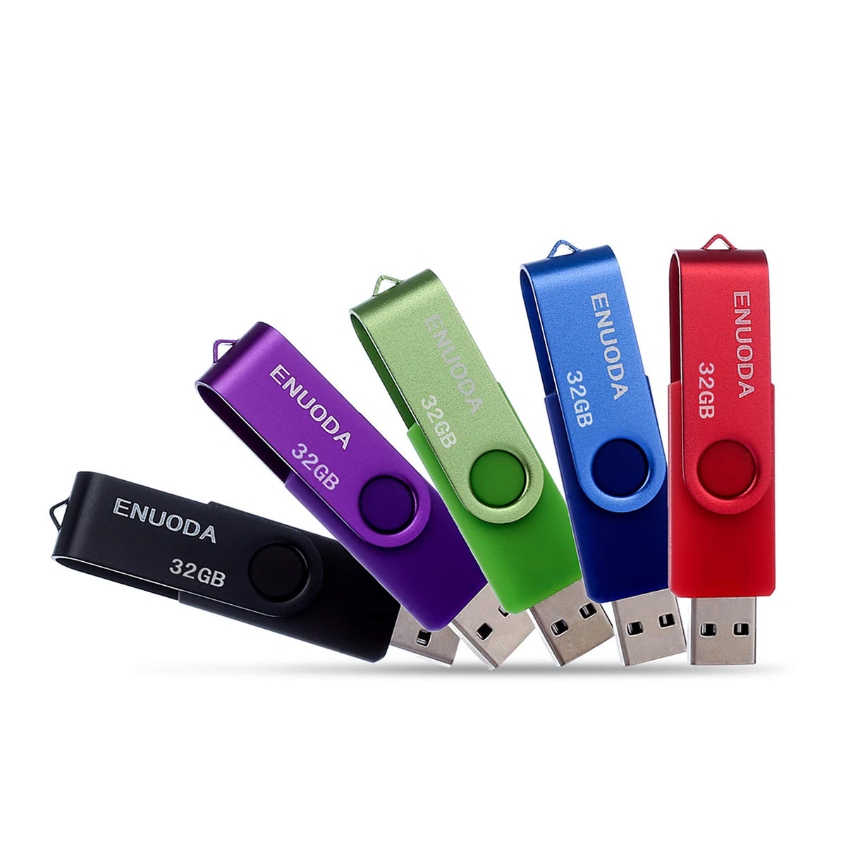 ENUODA Memory Stick 32GB USB 2.0 Flash Drives Swivel Design Pen Drive Fold Storage Thumb Drive with LED Light(Blue)