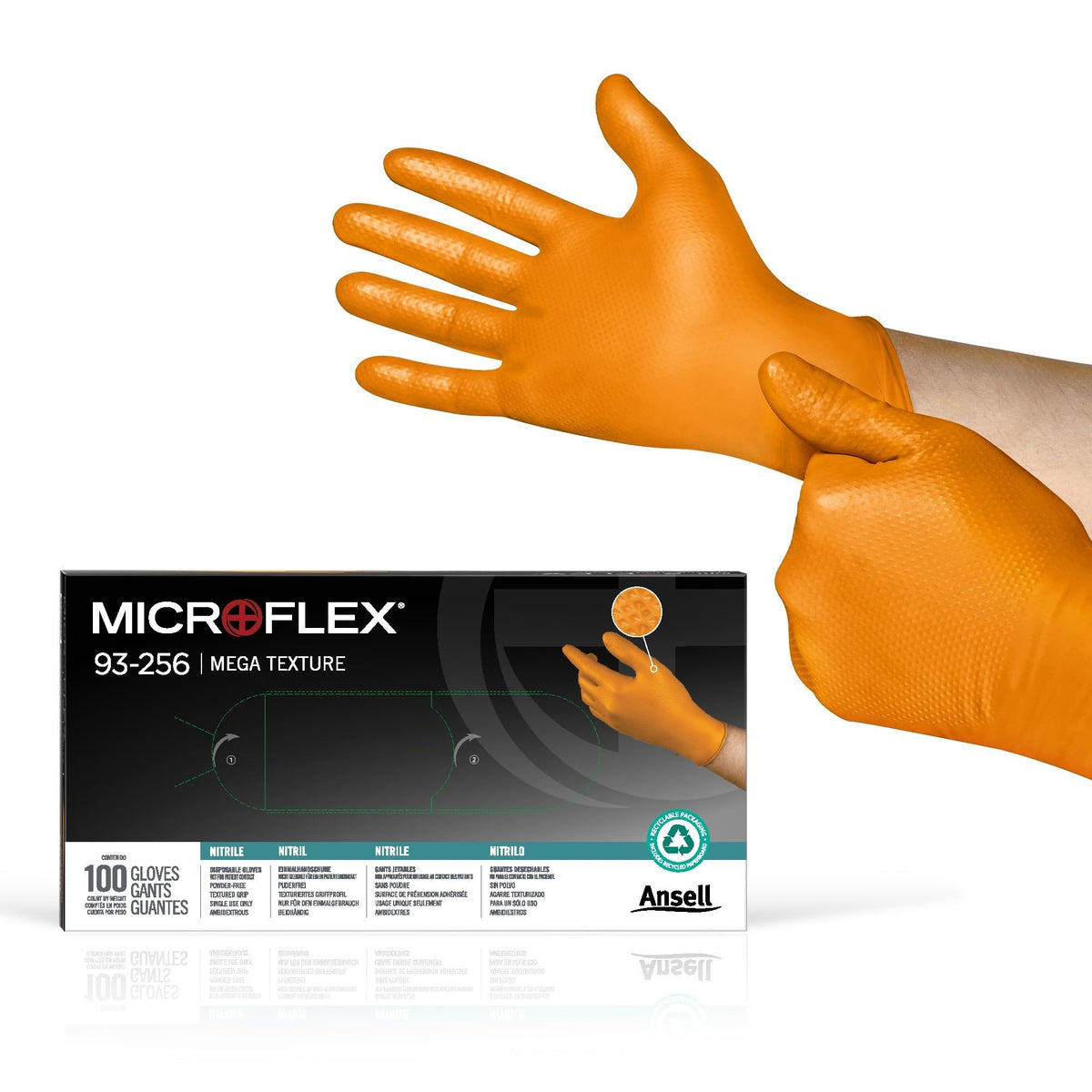 Ansell Microflex 93-732 Disposable Gloves, Black, Size XL, 100 Pcs