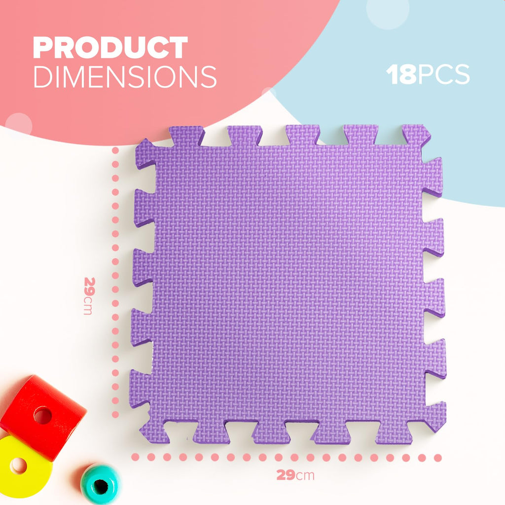 kidoola Foam Baby Play Mat (29x29cm) – Thick & Soft EVA Foam Interlocking Floor Tile Matting for Children – Large Multi Colour, Safe & Comfortable 7mm Thick Play Flooring (27pc)