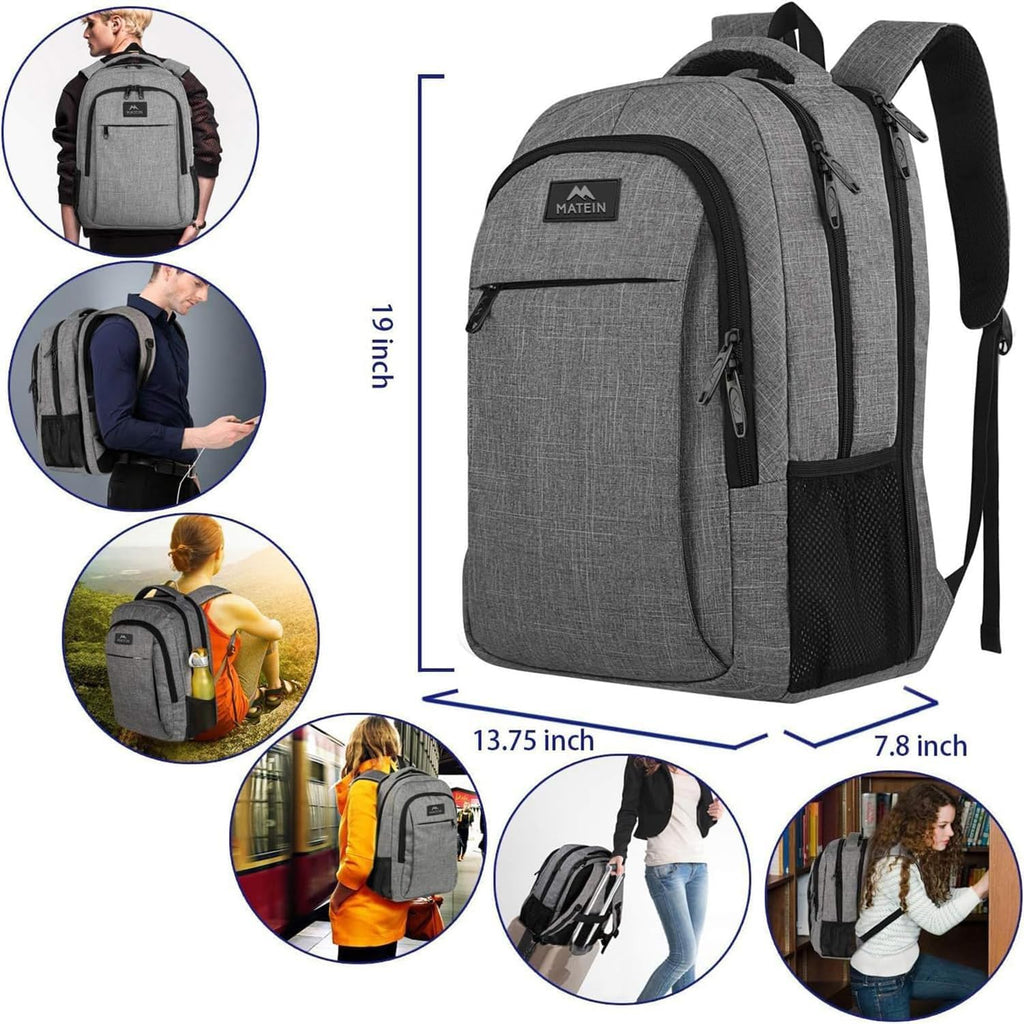 MATEIN Travel Laptop Backpack, Work Bag Lightweight Laptop Bag, Black Blue