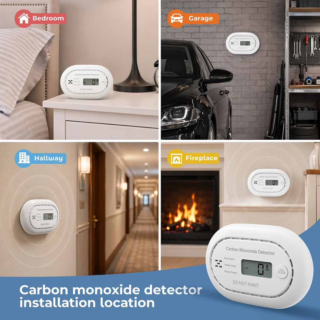 XINDUM Carbon Monoxide Detector 10-Year Battery LCD Display CE Black 1Pack
