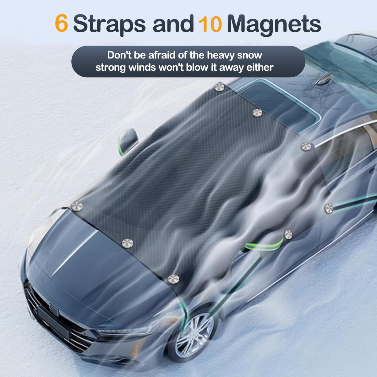 Maxee Car Windscreen Cover with 8 Magnetic, Enlarged Winter Snowproof Windshield Cover with Side Mirror Cover, Frost Guard for SUV Trucks Large Vehicles