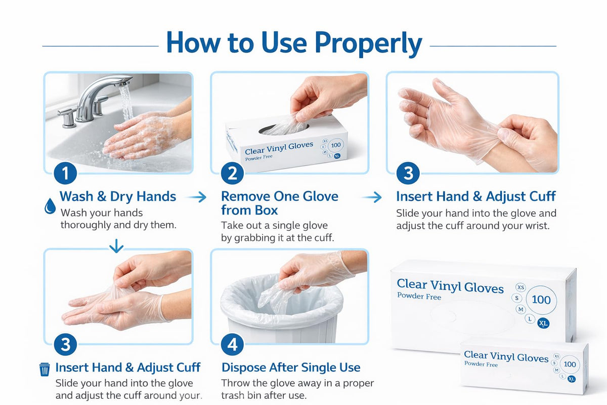 1ABOVE 100 Clear Vinyl Disposable Gloves Small, Powder-Free Latex-Free Ambidextrous Gloves for Food Handling Except Fatty Foods, Cleaning, Hairdressing, Beauty & Everyday Tasks