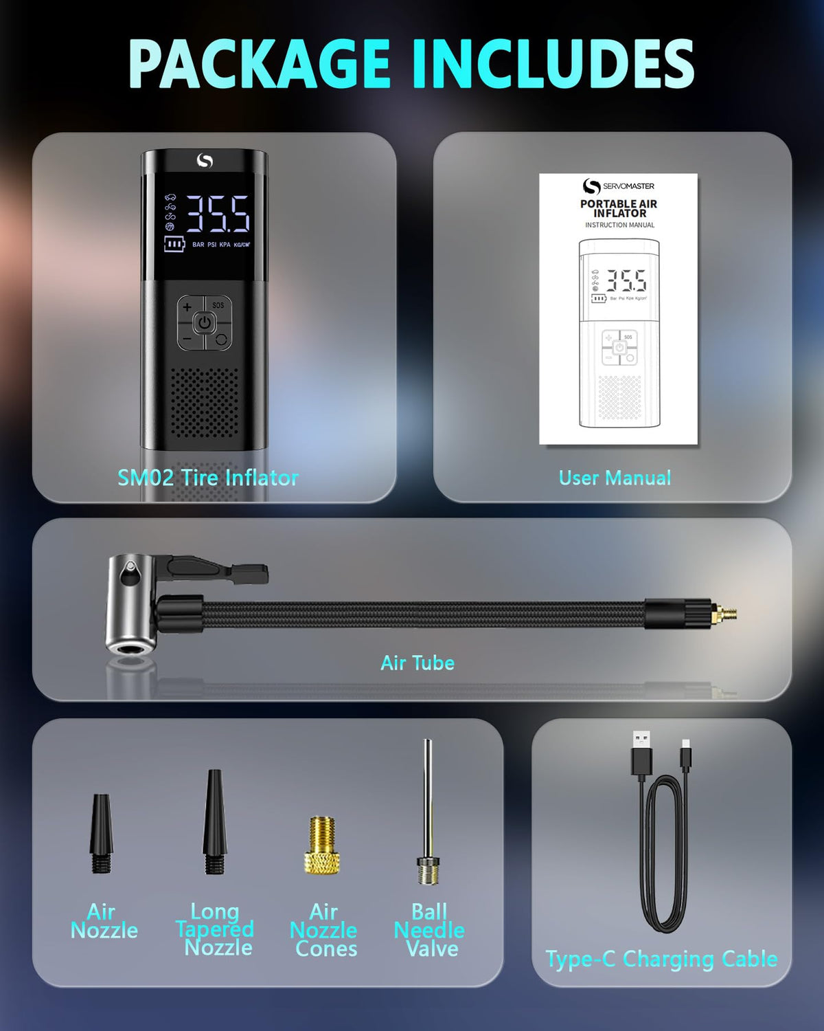 Car Tyre Inflator, Cordless Air Compressor