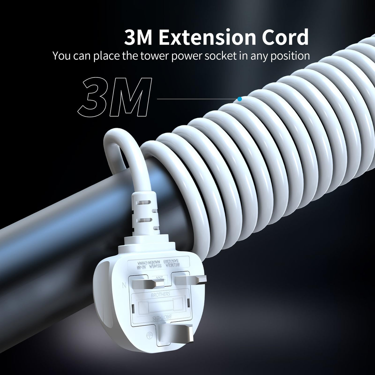 HAFINO Tower Extension Lead with USB Slots, PD18W USB C Fast Charger, 1.8M