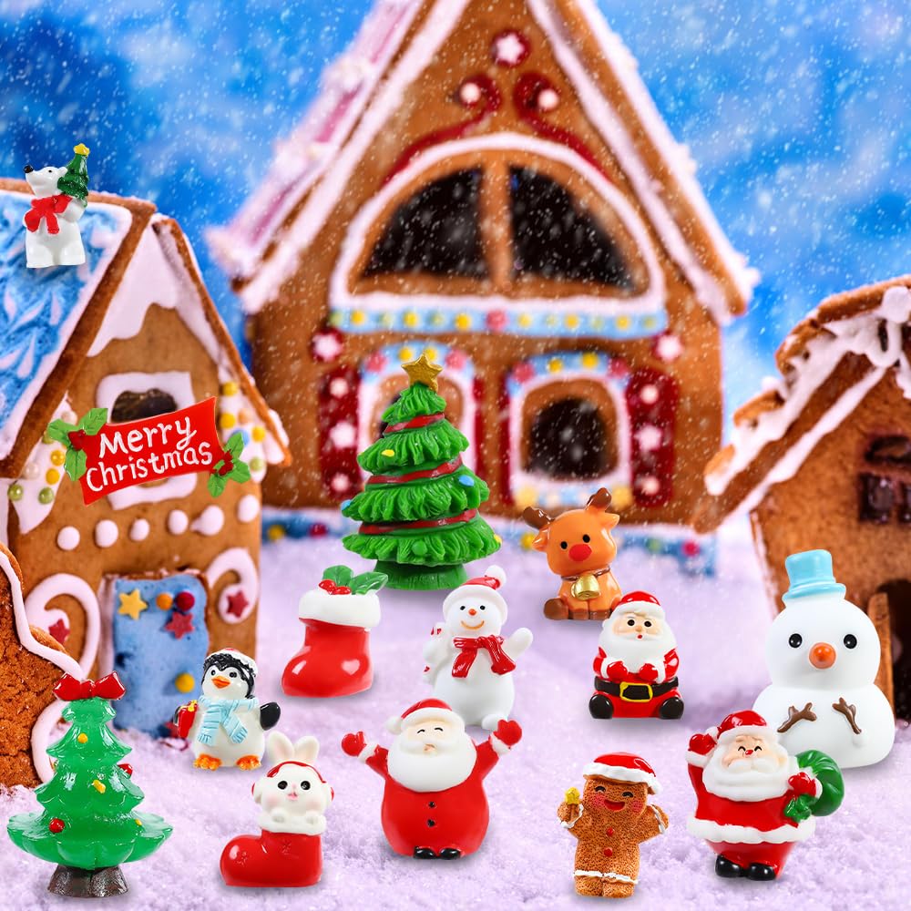 DIYDEC 24pcs Luminous Christmas Mini Resin Tree Figures Toys