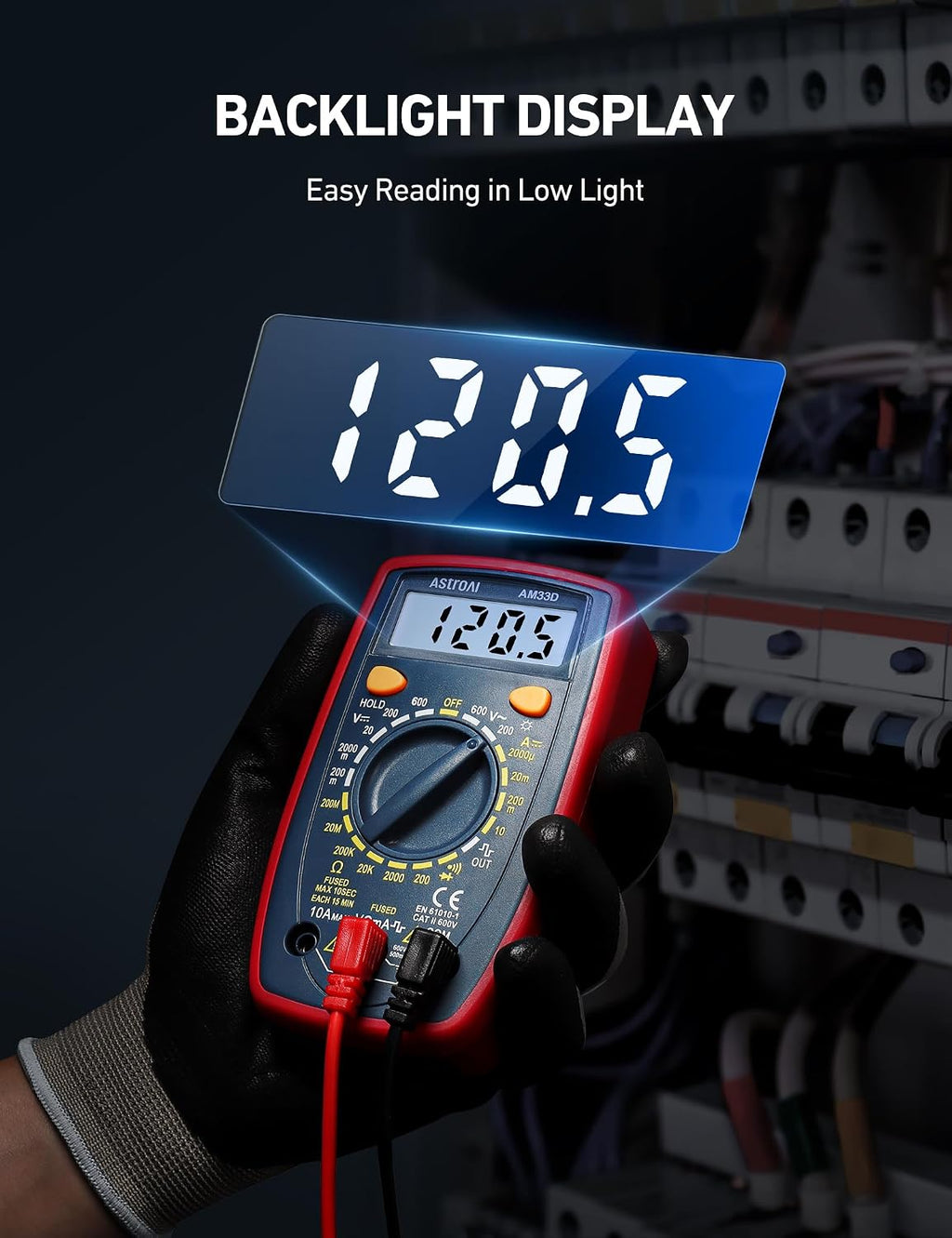 AstroAI Digital Multimeter 2000 Counts with Backlit LCD for DIY Home, Blue