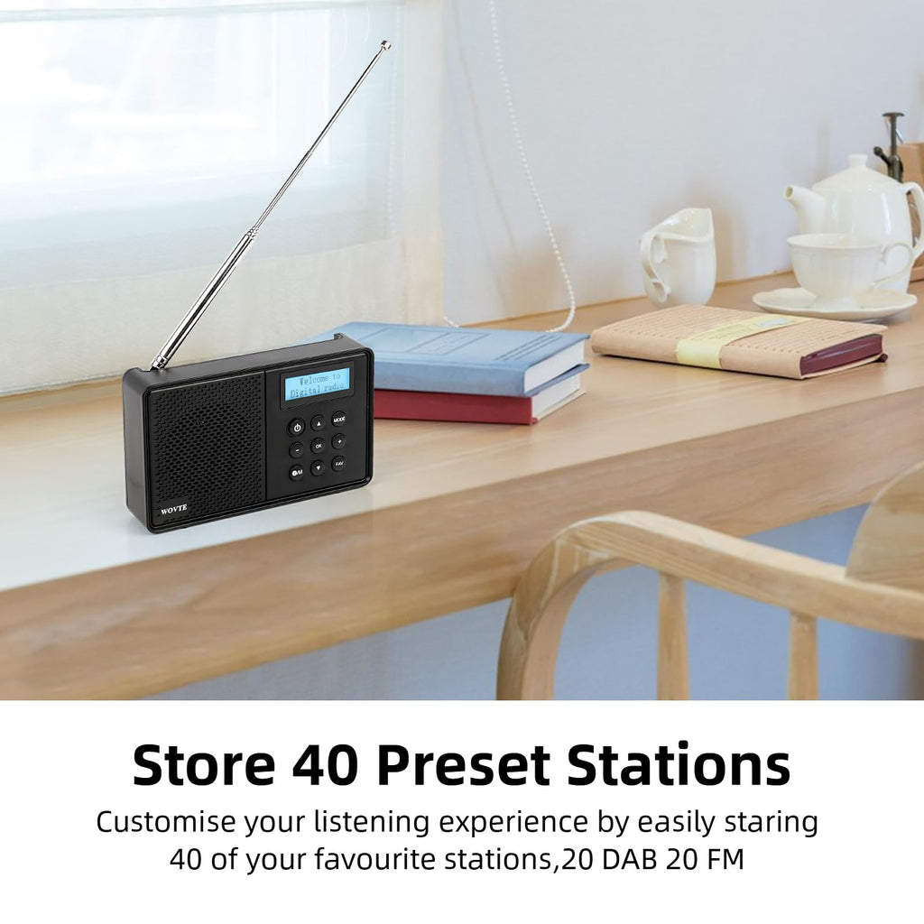 WOVTE Portable DAB/DAB+/FM Digital Colour Display Radio