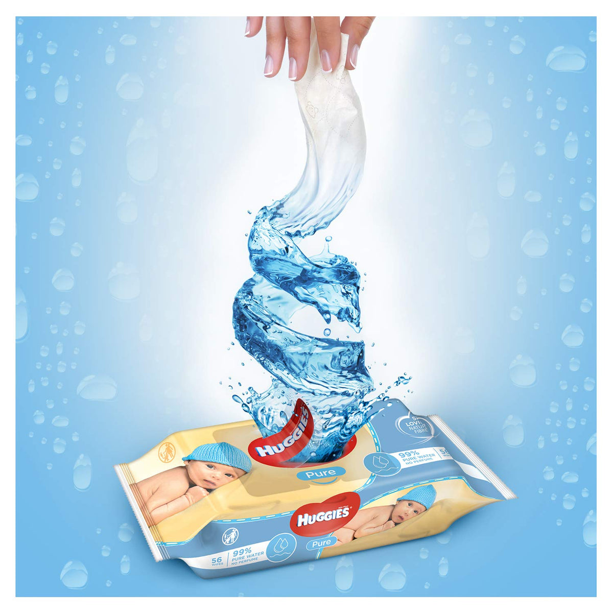 Huggies Pure Plastic Free Baby Wipes - Pack of 18 (864 Wipes) - 99% Water Wet Wipes, Fragrance Free, Hypoallergenic, Better Cleaning, Soft and Gentle on Babies' Delicate Skin