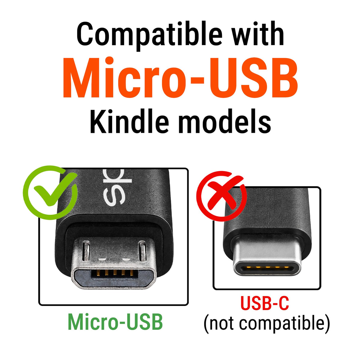SPARKED Charger Cable UK for Kindle (2007 to 2018) Micro USB Charging Cable